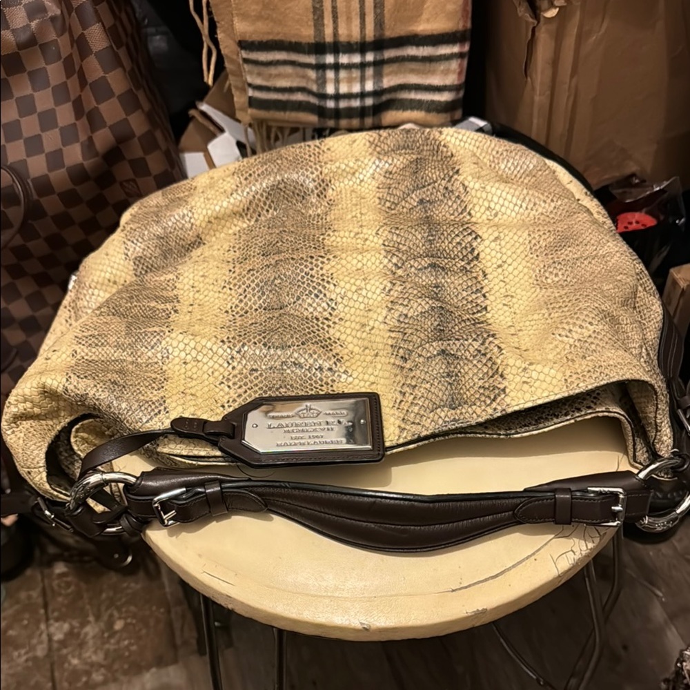 Ralph Lauren Beige Snakeskin Shoulder Bag